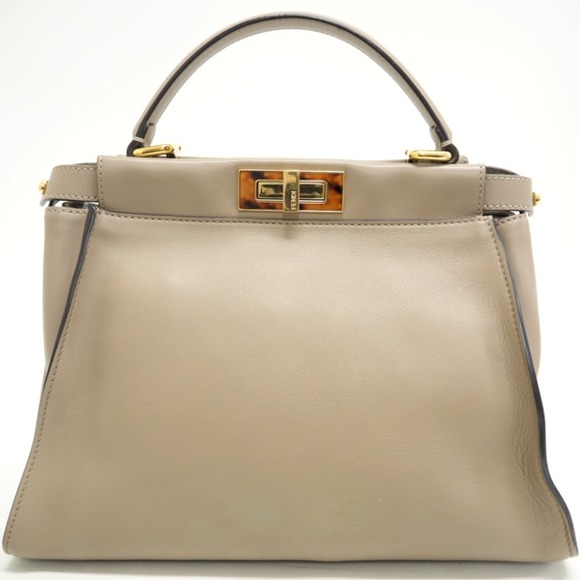 FENDI Peekaboo Regular 2WAY Handbag Beige Ladies - Picture 2 of 16
